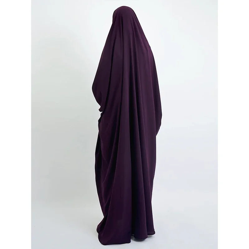 Abaya de prière à capuche pour femmes Elariah avec khimar long hijab | Vêtement de prière islamique modeste | Tissu Nida coupe ample
