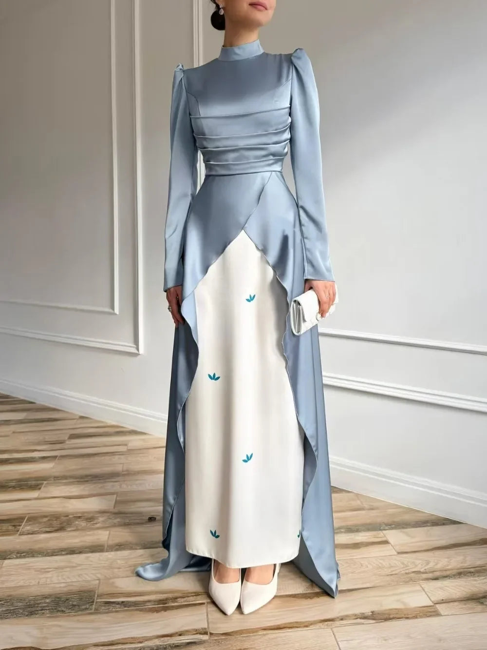 Robe caftan modeste en satin brodé Elariah – Abaya musulmane élégante pour l'Aïd, le Ramadan, les soirées et les occasions spéciales