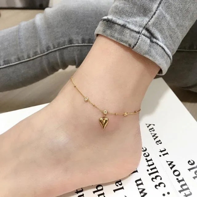 Gold Stainless Steel Cuban Curb Chain Anklet for Women – Adjustable Trendy Beach Anklet Bracelet