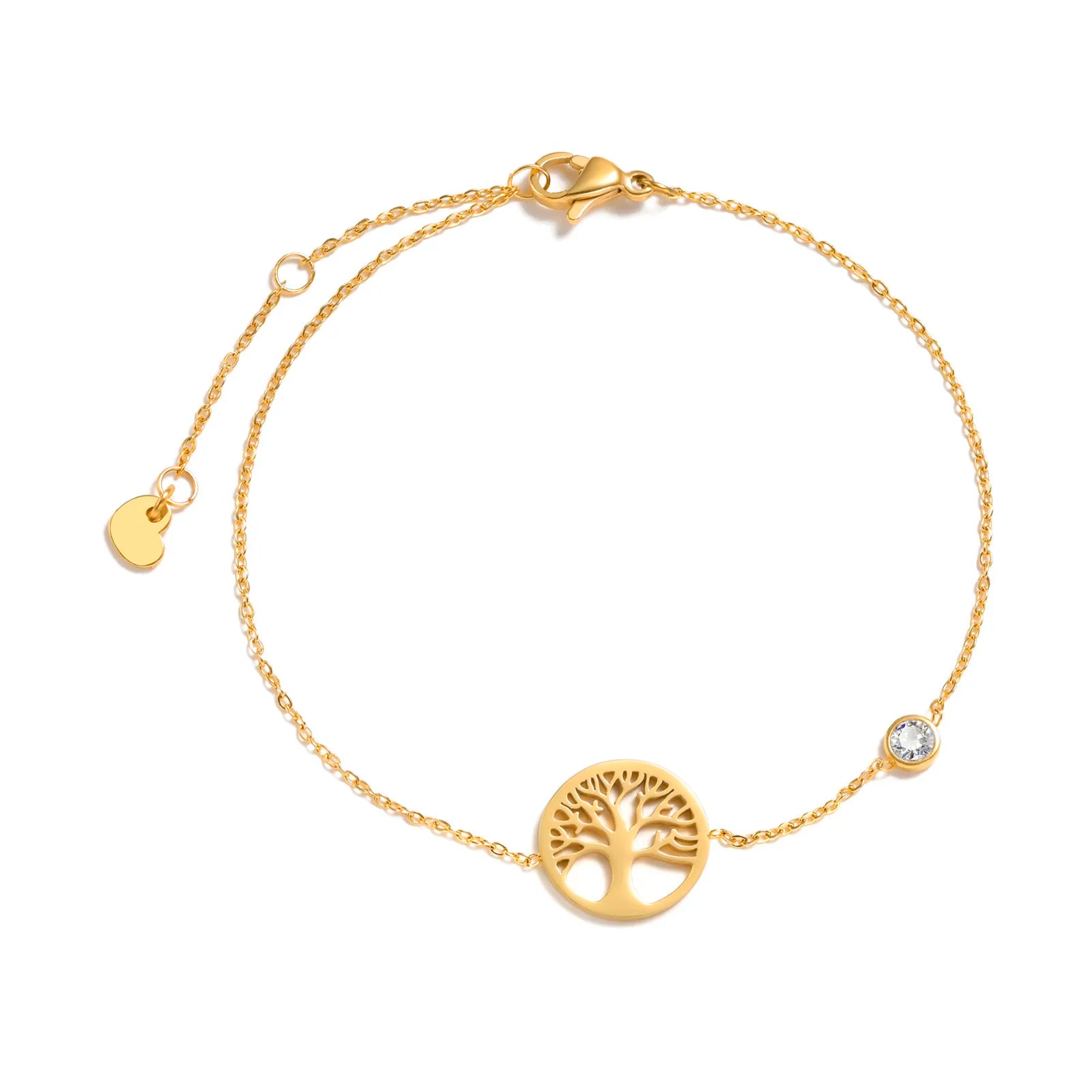 Bracelet minimaliste à breloques croix, croissant de lune et étoile pour femme – Bracelet fin en acier inoxydable à maillons dorés ajustables