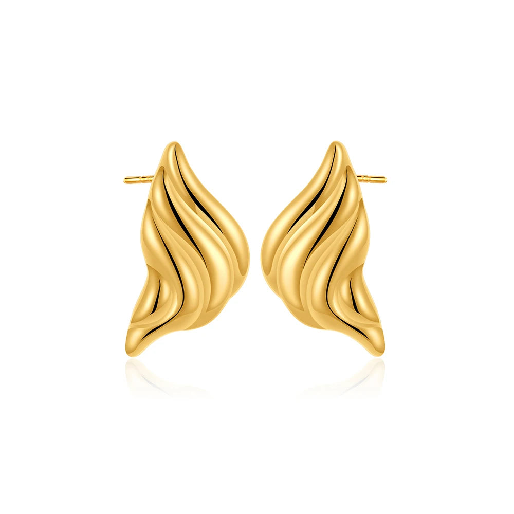 Boucles d'oreilles pendantes à nœuds multicouches en acier inoxydable plaqué or 18 carats pour femmes – Boucles d'oreilles rondes texturées et tendance