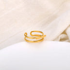 Bague JeeMango en acier inoxydable à double cercle pour femme – Plaqué or 18 carats, étanche, bijou tendance