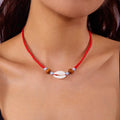 Collar bohemio de conchas de playa: gargantilla con colgante de concha y estrella de mar para mujer