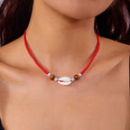 Collar bohemio de conchas de playa: gargantilla con colgante de concha y estrella de mar para mujer