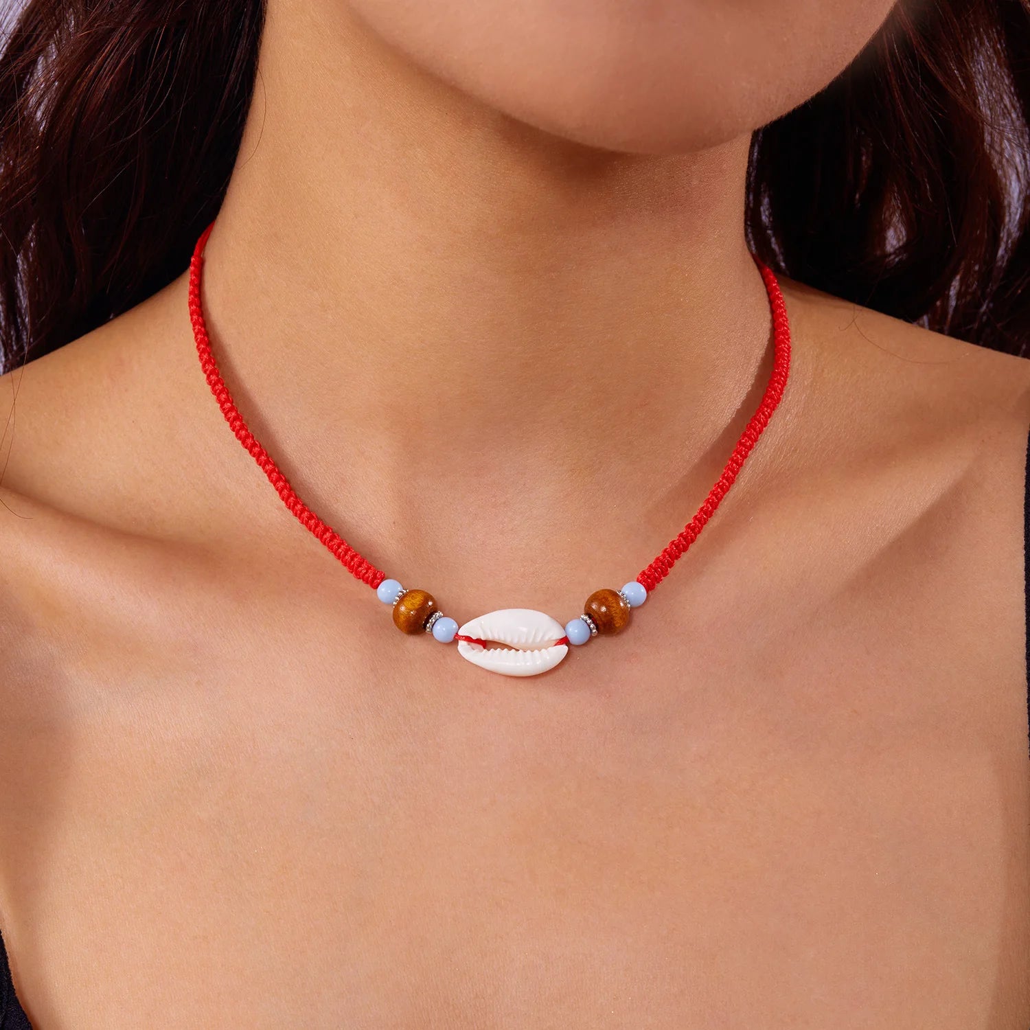 Collier coquillage bohème pour femme – Pendentif coquillage et étoile de mer