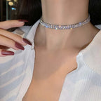 Collier ras-de-cou carré en zircon brillant de luxe pour femme – Bijou en cristal exquis, cadeau idéal pour les mariages, les fêtes et le quotidien
