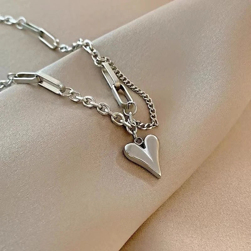 Collier pendentif cœur créatif – Chaîne de clavicule ajustable pour femmes et filles