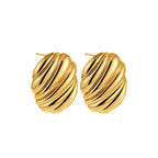 18K Gold Plated Stainless Steel Multilayer Circle Knot Drop Earrings for Women – Textured Statement Round Earrings