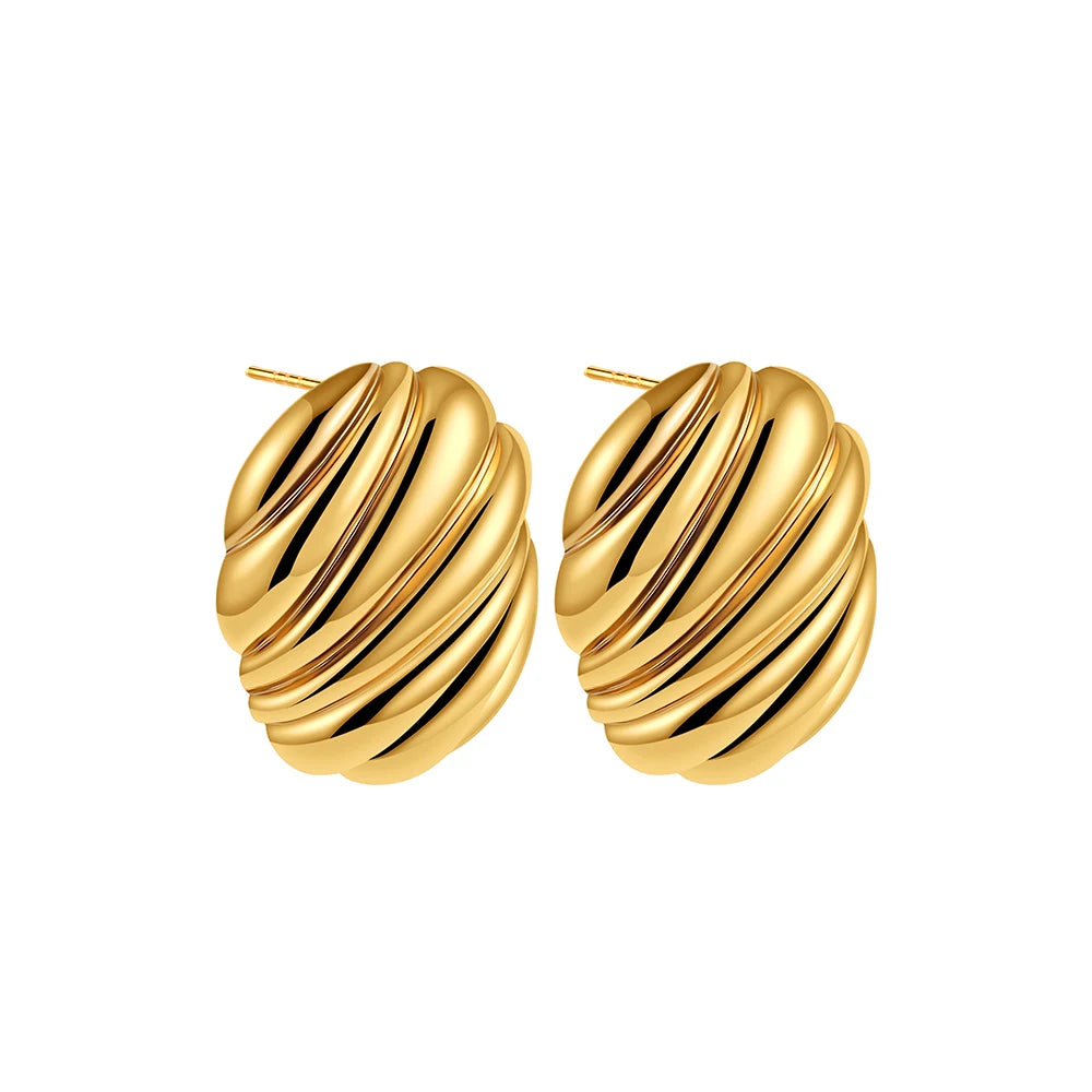 Boucles d'oreilles pendantes à nœuds multicouches en acier inoxydable plaqué or 18 carats pour femmes – Boucles d'oreilles rondes texturées et tendance