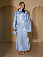 Elariah Luxury Satin Abaya Dress for Women – Modest Islamic Kaftan with Waist Sash, Long Sleeve Maxi Dress