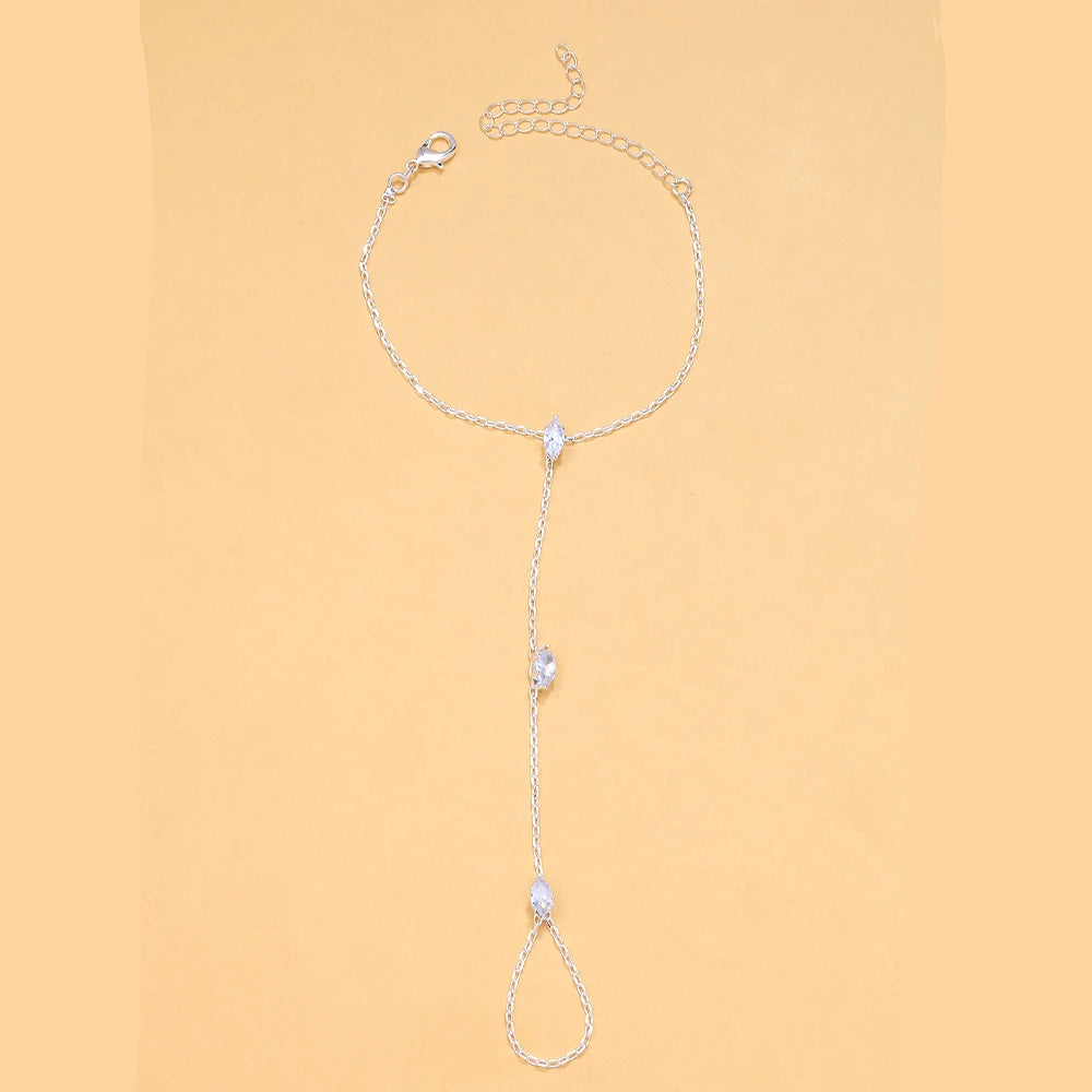 Bracelet losange en cristal de Bohème avec chaînette – Bijou de soirée élégant pour femme
