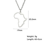 Collar con colgante de mapa africano de moda para mujer – Collar geométrico de acero inoxidable con la bandera de África, color oro, oro rosa o acero