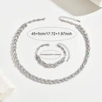 Elariah Rose Gold Plated Twisted Necklace & Bracelet Jewelry Set with Crystal Glass Accents – Elegant Party Gift for Women