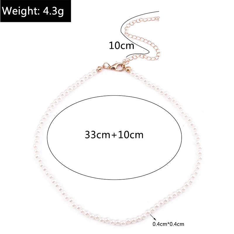 Collier ras du cou classique en perles d'imitation pour femme – Élégant collier de perles pour mariée et mariage