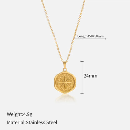 French Vintage Star & Moon Necklace – 316L Stainless Steel Celestial Pendant Chain (Unisex, Gold Tone) | ELARIAH