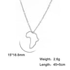 Collar con colgante de mapa africano de moda para mujer – Collar geométrico de acero inoxidable con la bandera de África, color oro, oro rosa o acero
