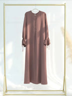 Elariah Women's Modest Maxi Kaftan Dress with Bow Detail & Pockets | Long Sleeve Islamic Abaya for Ramadan, Eid & Everyday Wear