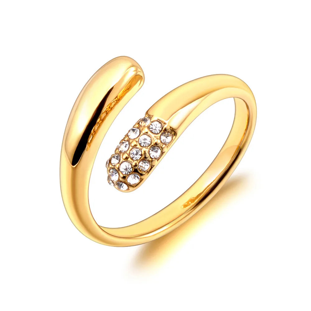 Bague JeeMango en acier inoxydable à double cercle pour femme – Plaqué or 18 carats, étanche, bijou tendance
