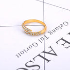 Bague JeeMango en acier inoxydable à double cercle pour femme – Plaqué or 18 carats, étanche, bijou tendance