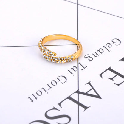 JeeMango Double Circle Stainless Steel Ring for Women – 18K Gold Plated, Waterproof, Trendy Fashion Jewelry