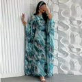 Elegant Printed Pullover Abaya for Women – Loose Fit Full Sleeve Islamic Maxi Kaftan Dress (One Size)