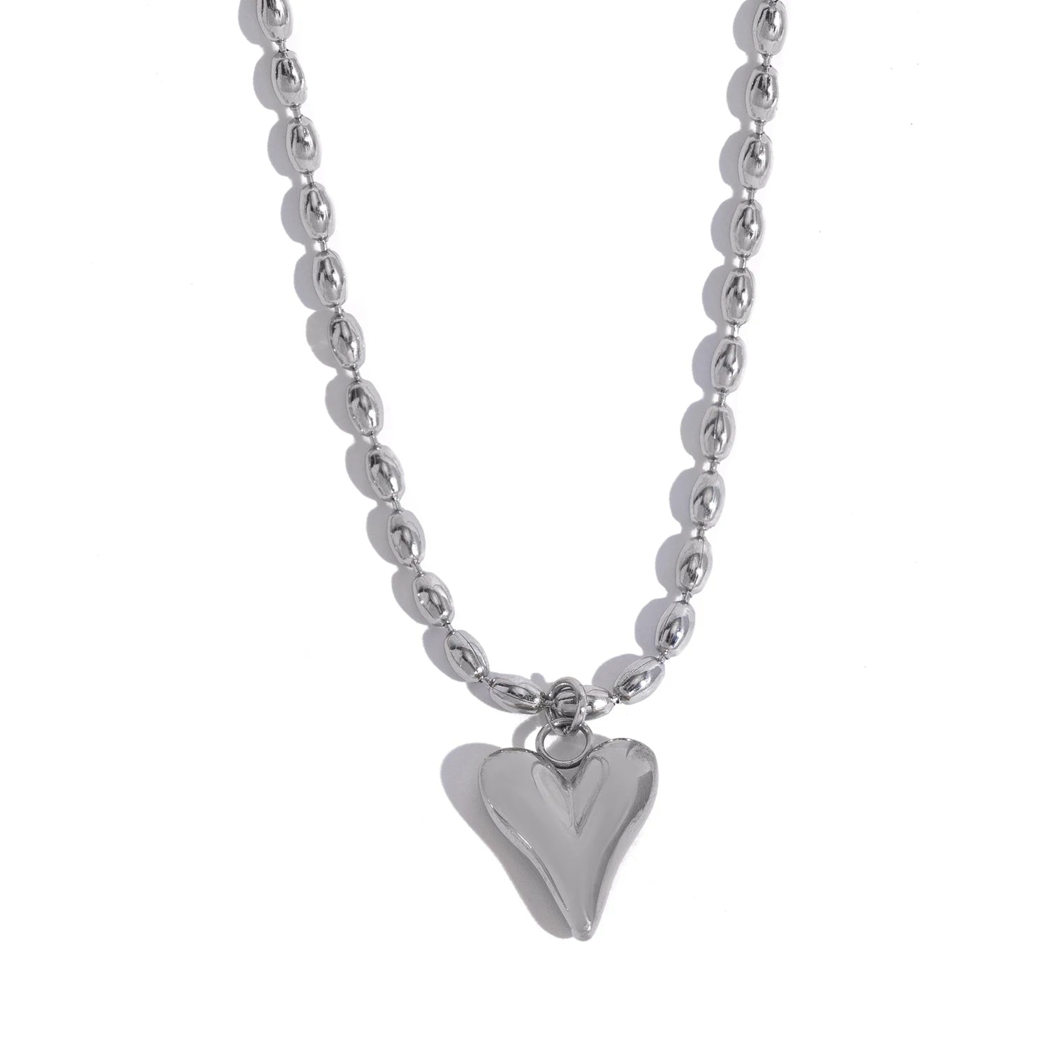 Collier pendentif cœur plaqué or 18 carats – Chaîne à billes en acier inoxydable, bijou délicat et romantique pour femme