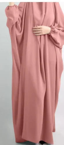 Abaya de prière à capuche pour femmes Elariah avec khimar long hijab | Vêtement de prière islamique modeste | Tissu Nida coupe ample