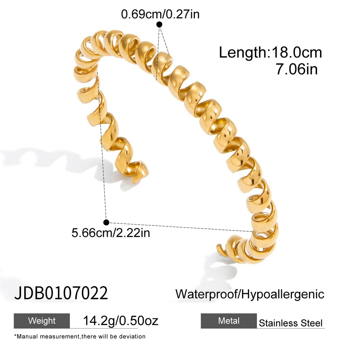 Brazalete minimalista de cadena de alambre – Brazalete abierto de acero inoxidable chapado en oro de 18 quilates para mujer
