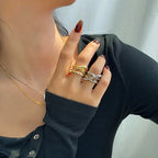 Bague tendance en acier inoxydable 316L – Alliance durable et résistante à la lumière pour femme