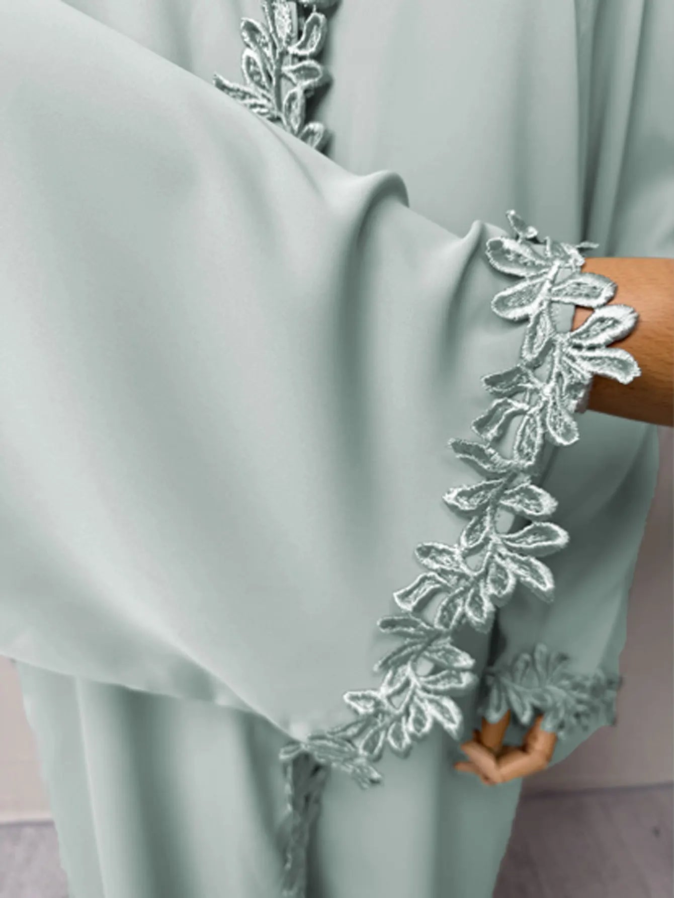 Elegant Beige Embroidered Abaya for Women – Dubai Style Modest Open Front Maxi Dress with Multicolour Detailing (All-Season)