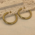 Pendientes de aro grandes clásicos de acero inoxidable en tonos dorados y plateados, 30/40/50 mm