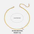 Gargantilla clásica de cadena plana de serpiente: diseño de espiga de acero inoxidable en oro y plata.