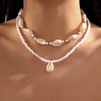 Collar bohemio de conchas de playa: gargantilla con colgante de concha y estrella de mar para mujer