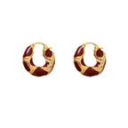 Pendientes de aro pequeños de esmalte vintage: aros texturizados chapados en oro para mujer
