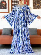 Embroidered Cotton Abaya Dress – Loose Boho Maxi Kaftan with Tassel Detail (One Size, 6 Colours)