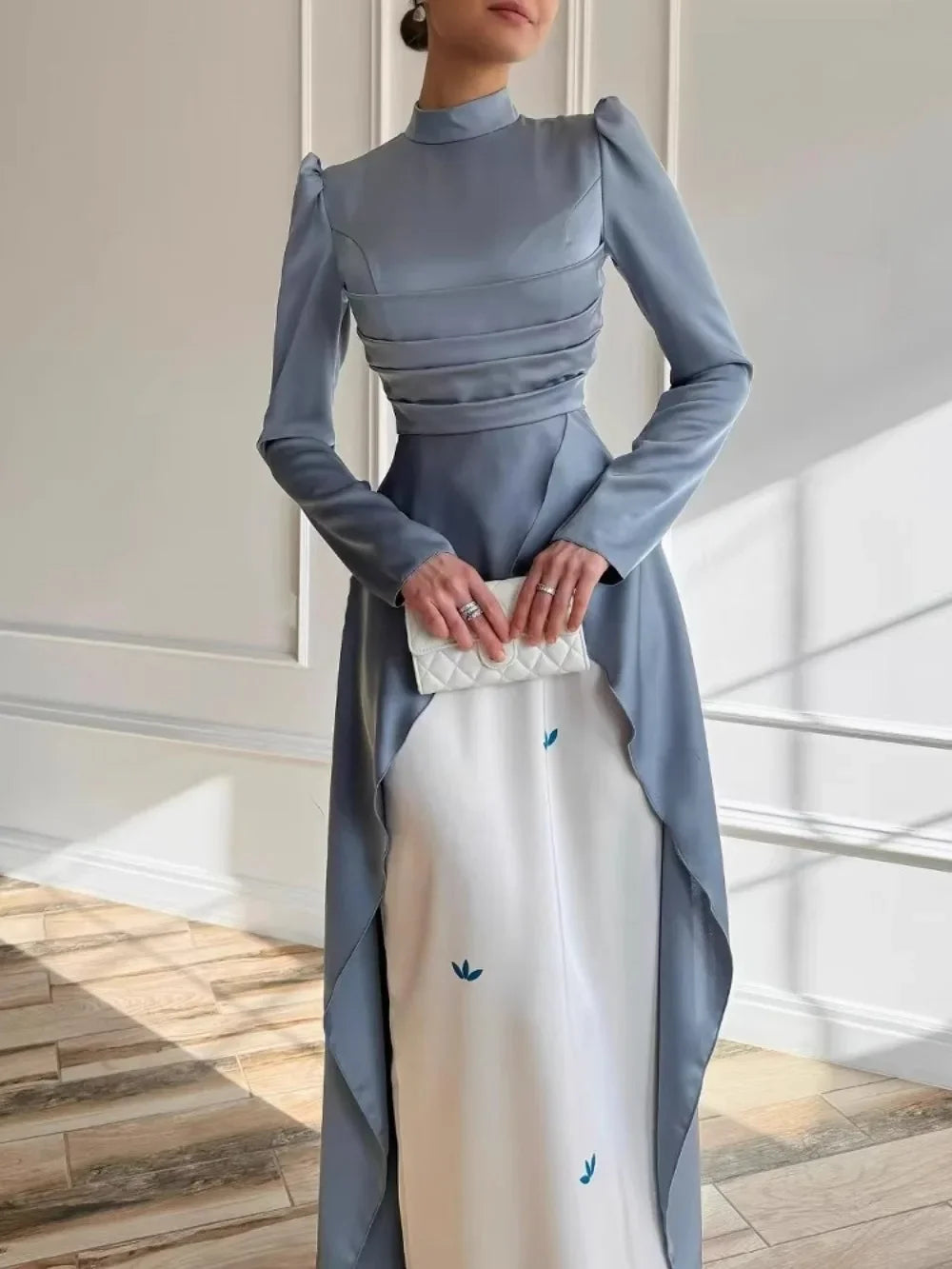 Robe caftan modeste en satin brodé Elariah – Abaya musulmane élégante pour l'Aïd, le Ramadan, les soirées et les occasions spéciales