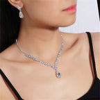 Ensemble luxueux collier et boucles d'oreilles goutte d'eau en cristal – Bijoux de mariée et de fête élégants