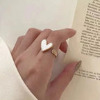 Bague Elariah ajustable en forme de cœur pour femme – Bague cocktail papillon vintage en zircon et perle | Bijou romantique pour mariage et soirée