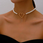 Collier ras du cou élégant avec pendentif en cristal et grosses perles – Bijou de mariage romantique pour femme