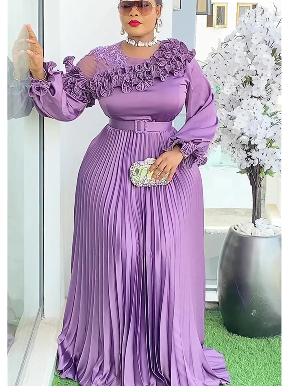 Plus Size Ankara Maxi Dress – Elegant African Dashiki Evening Gown for Weddings & Parties (L–3XL)