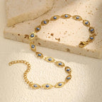 Bracelet de cheville œil protecteur doré pour femme – Bracelet de cheville ajustable, étanche, en acier inoxydable plaqué or, bijou de pied pour l'été à la plage