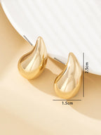 Boucles d'oreilles vintage en forme de larme, grosses et épaisses, en acier inoxydable doré, pour femme