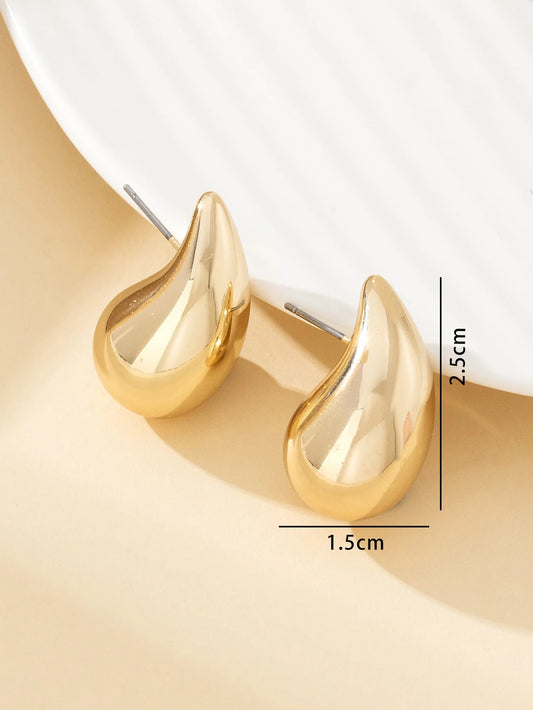 Vintage Chunky Dome Teardrop Earrings – Gold Stainless Steel Statement Earrings for Women