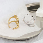 Bague vintage plissée irrégulière en or – Bague géométrique Y2K en métal liquide pour femme