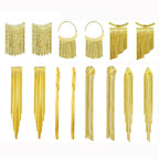 Pendientes llamativos con borlas doradas y brillantes: elegante diseño largo para mujer