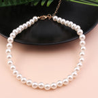 Collier ras du cou classique en perles d'imitation pour femme – Élégant collier de perles pour mariée et mariage