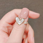 Bague Elariah ajustable en forme de cœur pour femme – Bague cocktail papillon vintage en zircon et perle | Bijou romantique pour mariage et soirée