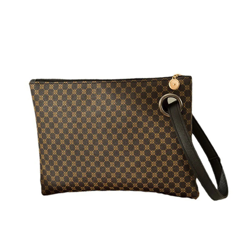Elariah Women's PU Leather Envelope Clutch Bag with Wrist Strap – Large Zip Wristlet Purse for Travel, Shopping & Everyday Use