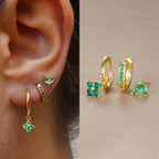 Ensemble de 3 boucles d'oreilles pendantes en acier inoxydable avec zircon cubique – Boucles d'oreilles florales hypoallergéniques pour femmes