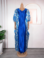 Luxury Satin Boubou Abaya – African Kaftan Dress for Women | Modest Dubai Evening Caftan (One Size)